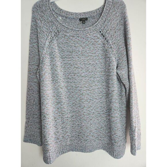 Talbots Women  Blue,Grey, Purple Open Knit/Pointelle Cotton Sweater size 2XP - Picture 2 of 9
